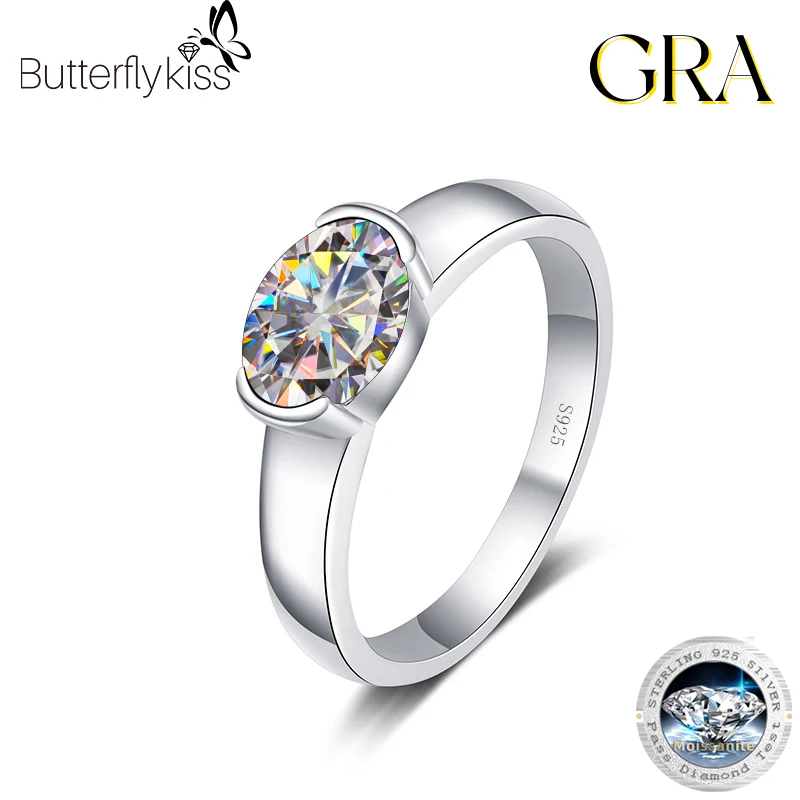 

Butterflykiss Ring For Women 1.5 Carat Oval Moissanite Engagement Ring 925 Sterling Silver Plated Pt950 Diamond Wedding Jewelry