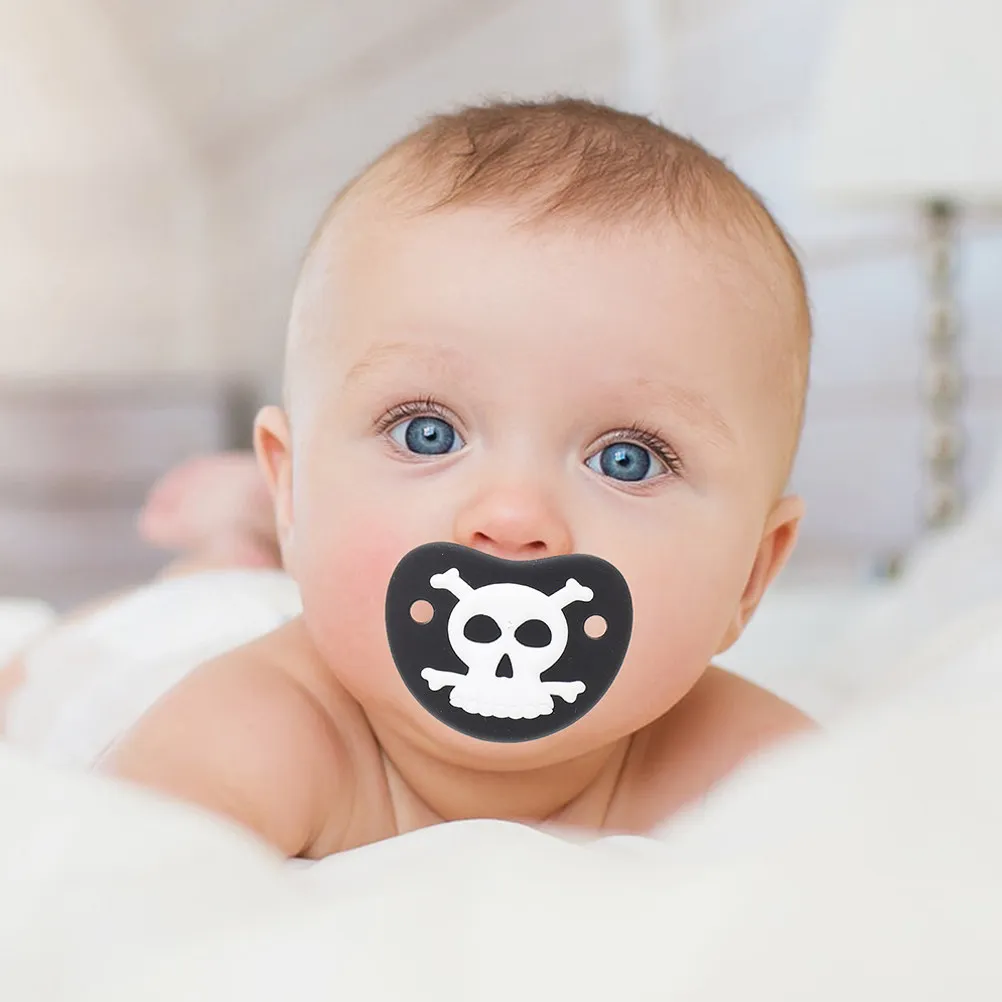 

3Pcs Pumpkin Skull Silicone Baby Pacifier Set Newborn Pacifiers 0-6 Months Funny Portable Ergonomic Soother for Infants Safe Gum