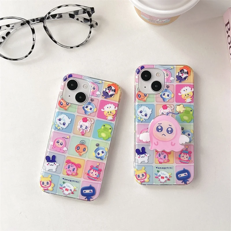 

Kawaii Cartoon Animal Phone Case For iPhone 16 Pro 15 14 13 Pro Max Cover with Stand Holder Cute Cases for Apple 16 Promax Funda