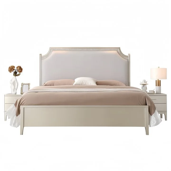 

American solid wood 1.8 meters master bedroom large light luxury Paris midsummer bedroom 1.5 meters princess French simple we