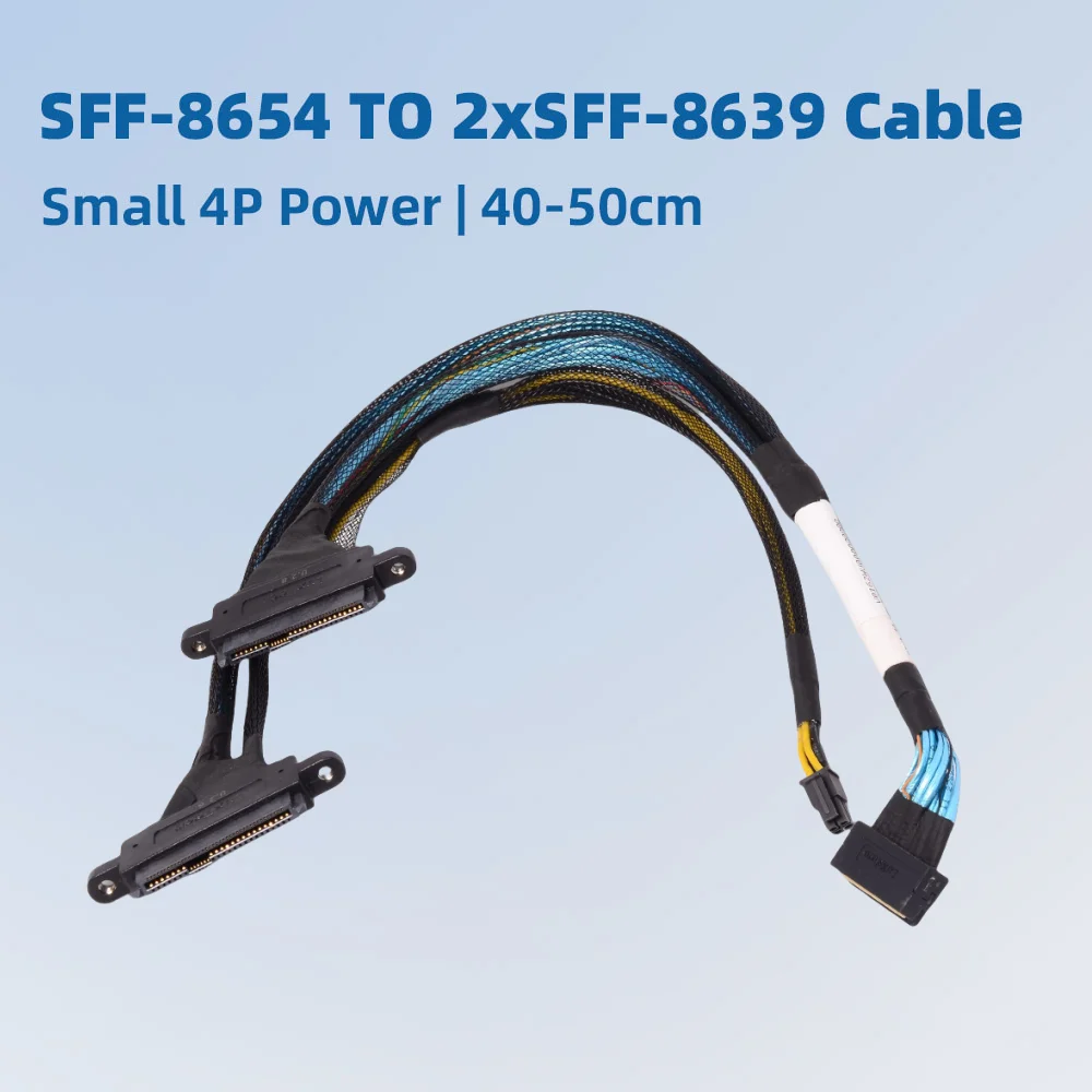 

2025 НОВЫЙ LP Slim SAS 8654 8i к Dual NVMe U.2 SFF-8639 Кабель-адаптер жесткого диска LP8654 до 8639 40-50 см