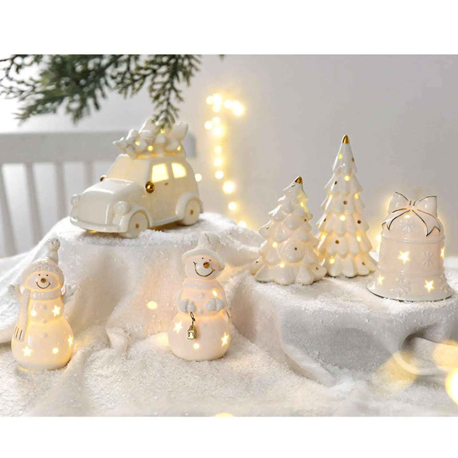 Light up Christmas Decoration Decorative Collectible Christmas Tabletop Decoration for Desk Shelf Festival Living Room Farmhouse