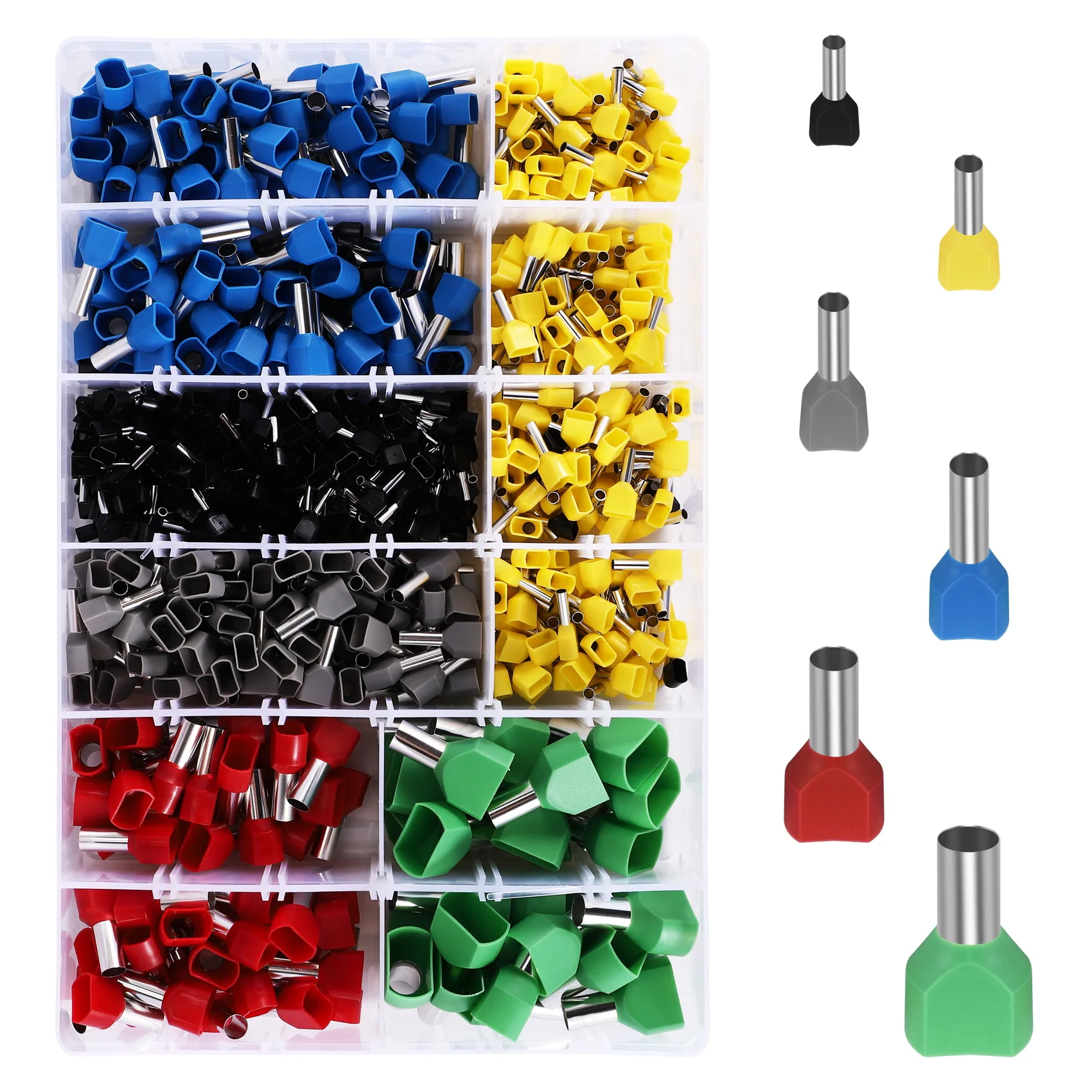 780Pcs Dual Bootlace Ferrule Teminator Kit Electrical Crimp Dual Entry Cord End Wire Terminal Connector