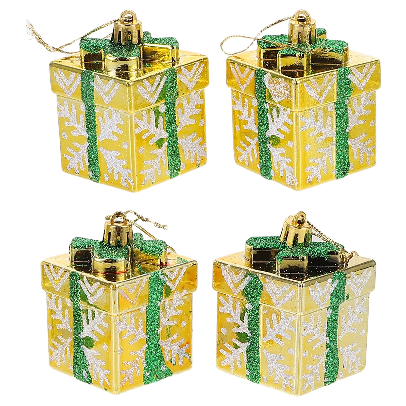 

4Pcs Christmas Gift Box Ornaments Hand Painted Mini Hanging Decorations Xmas Tree Hanging Holiday Party Decor Tiny Present Boxes