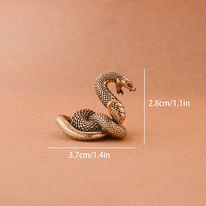 Mini serpiente de latón y cobre, figuritas de decoración de bronce antiguo para decoración Interior, adorno de escritorio, estatua en miniatura de cobre puro
