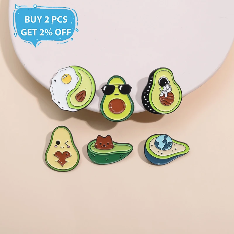 COOL Avocado Enamel Pins Space Astronaut Planet Metal Brooches Fashion Lapel Badge Backpack Clothes Jewelry Gift for friends