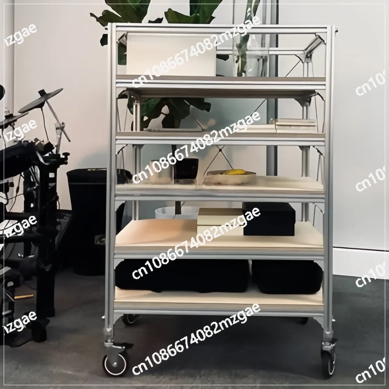 

Movable aluminum trolley rack Multifunctional shelf Household floor multi-layer storage rack