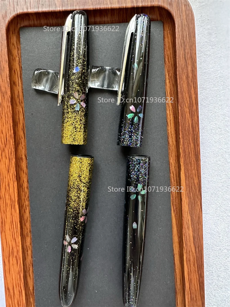 

Handmade No Nib Set Lacquer Raden Carving Mother of Pearl Fountain Pen Barrel Golden Pink Cherry Blossom For Hero 100