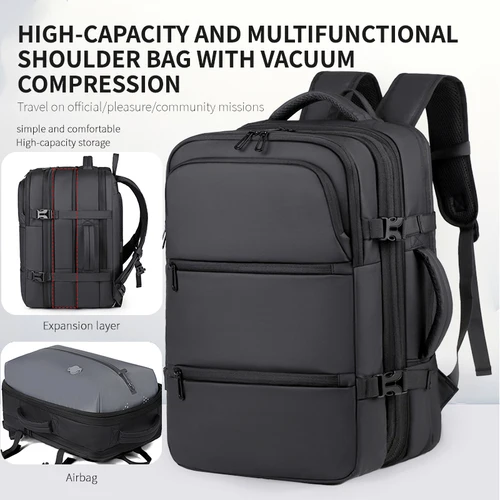 Imagen 2 del producto Mochila para Hombre para Viajes de Negocios, Gran Capacidad, Expandible, Multifuncional, Mochila de Viaje con Compresión al Vacío para Hombre