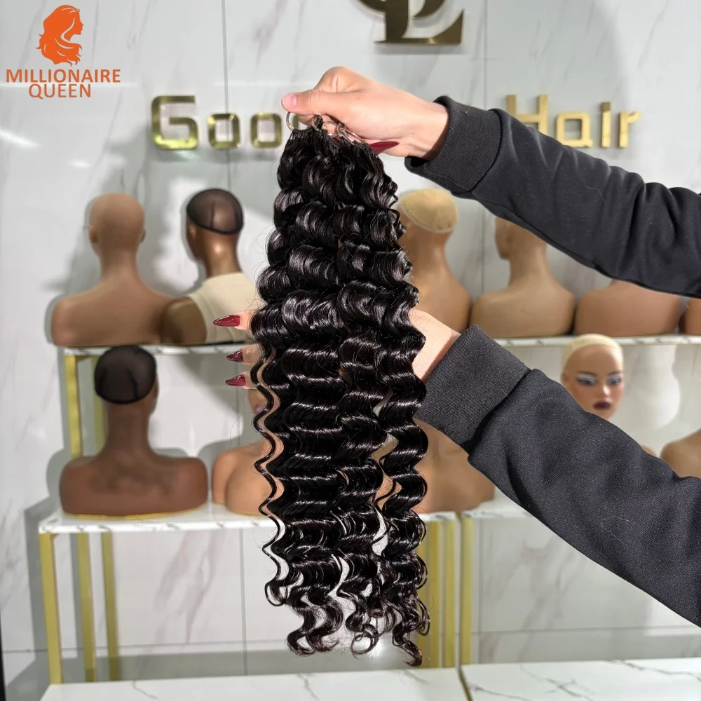 15A البورمية مجعد الكروشيه تجديل الشعر البشري ضيق مجعد قبل فصل Knotless ريشة الكروشيه وصلات شعر بشري مع حلقة