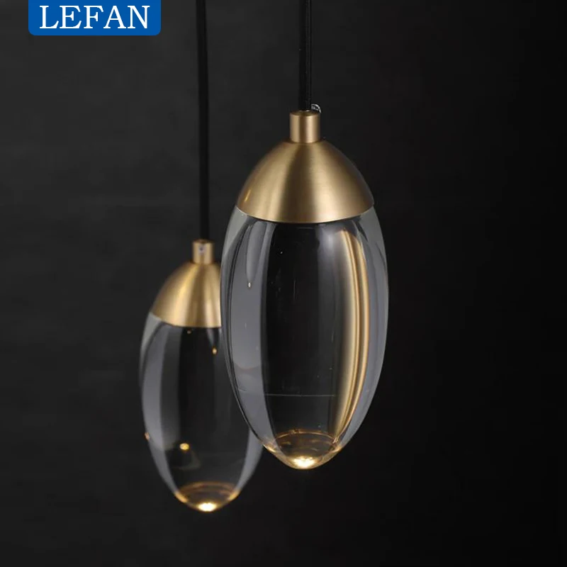 Nordic Crystal Ball Led Pendant Light Modern Copper Single Head Small Hanging Lamp For Bedroom Bedside Bar Corridor Indoor Light