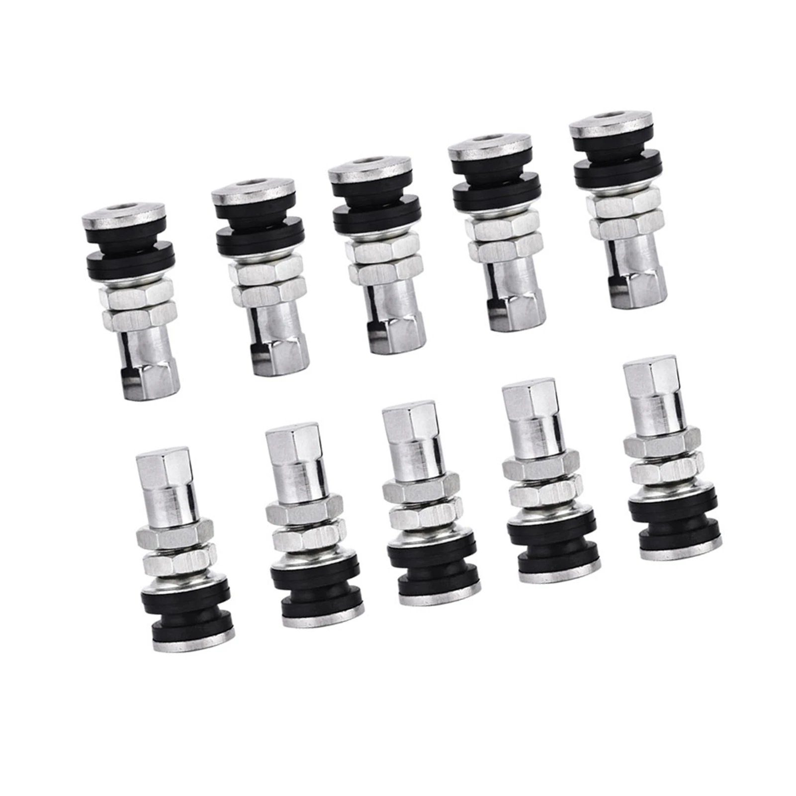 10pcs TR161 Metal Car Truck Motorcycle Bolt In TubelessTire Tyre Valve Short Stems Kit with Dust Cap