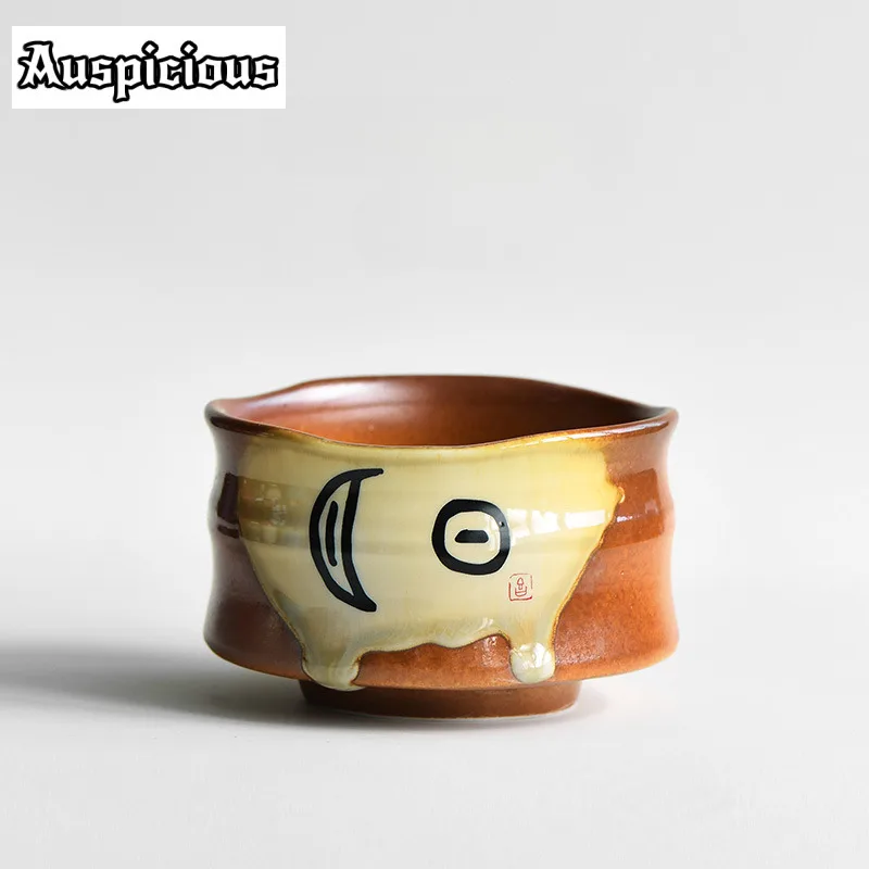 

400ml Oracle Bone Script Tea Bowl Creative Sun Moon Teacup Tea Washing Matcha Bowl Teaware Gifts Noodles Bowl Teaset Crafts