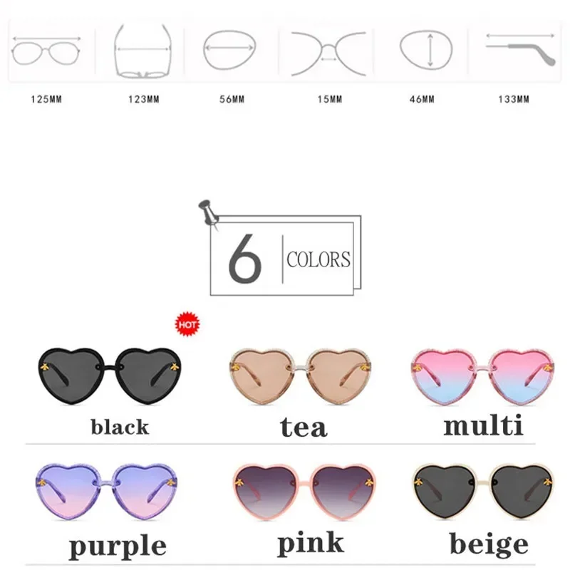 Mode Herz Kinder Sonnenbrille Kinder Retro Nette Rosa Cartoon Sonnenbrille Rahmen Mädchen Jungen Baby Sonnenbrille UV400 Brillen