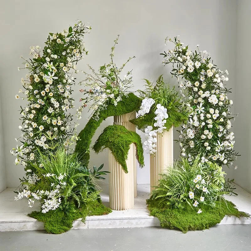 Mori simulated flower fake flower decoration ornament green horn arch welcome table row road lead wedding arrangement