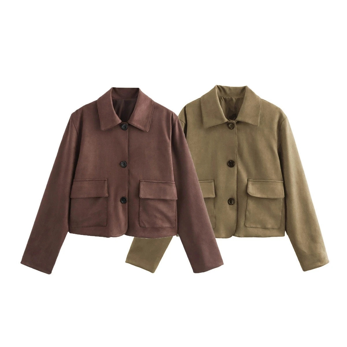 

Весенне-осенний новый коричневый высококачественный замшевый кожаный пиджак в стиле ретро, женский короткий пиджак 2025 года, женская короткая куртка, тонкое женское пальто