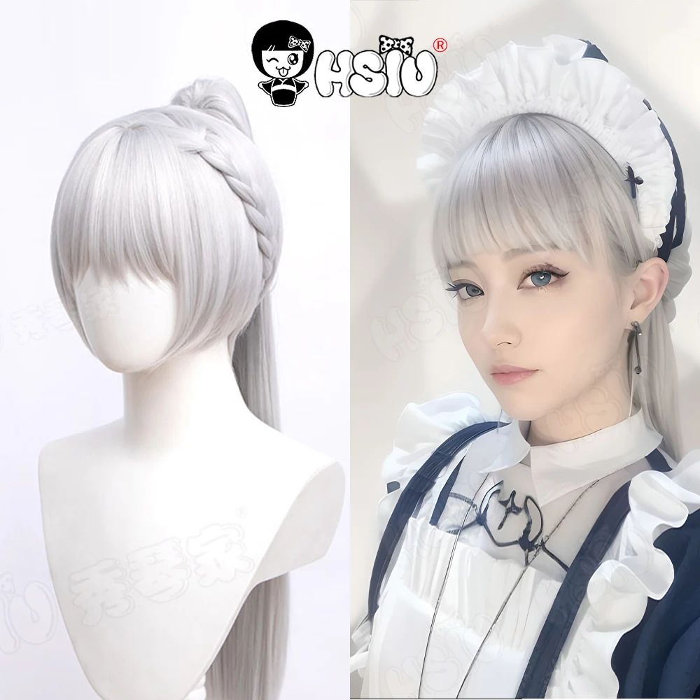 

Irene Cosplay Wig Game Arknights Cosplay Wig HSIU 70CM Silver gray ponytail long hair Synthetic Wig irene arknights cosplay