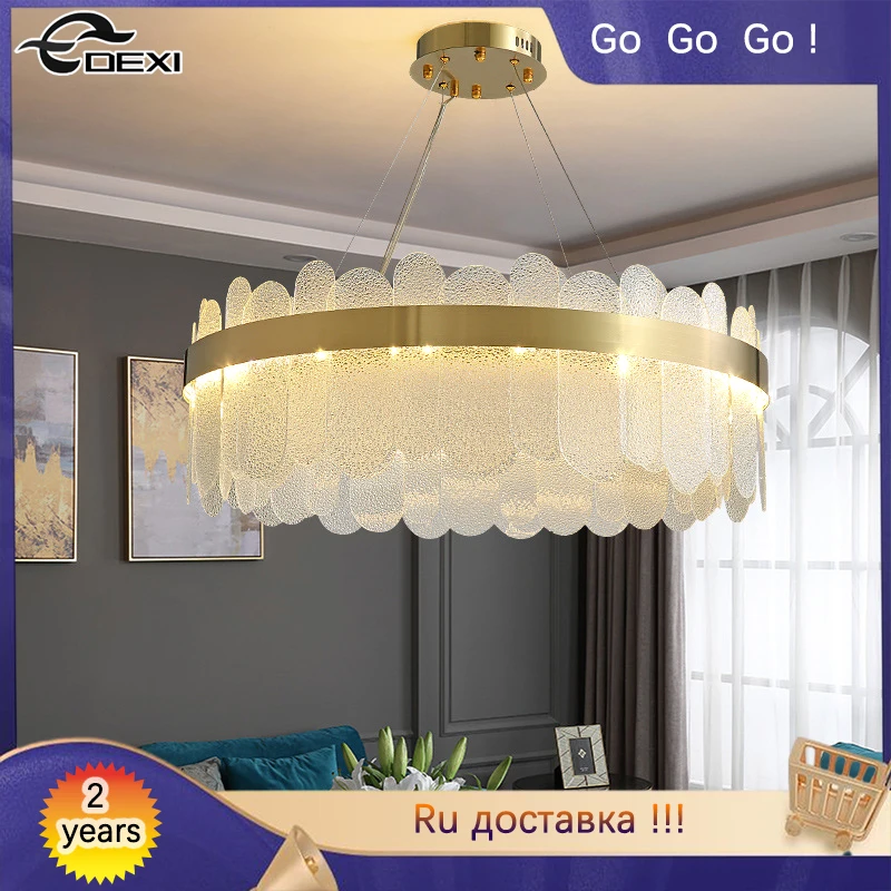 Nordic new living room bedroom crystal chandelier dining room office lighting fixture sling length adjustable threetone light G9