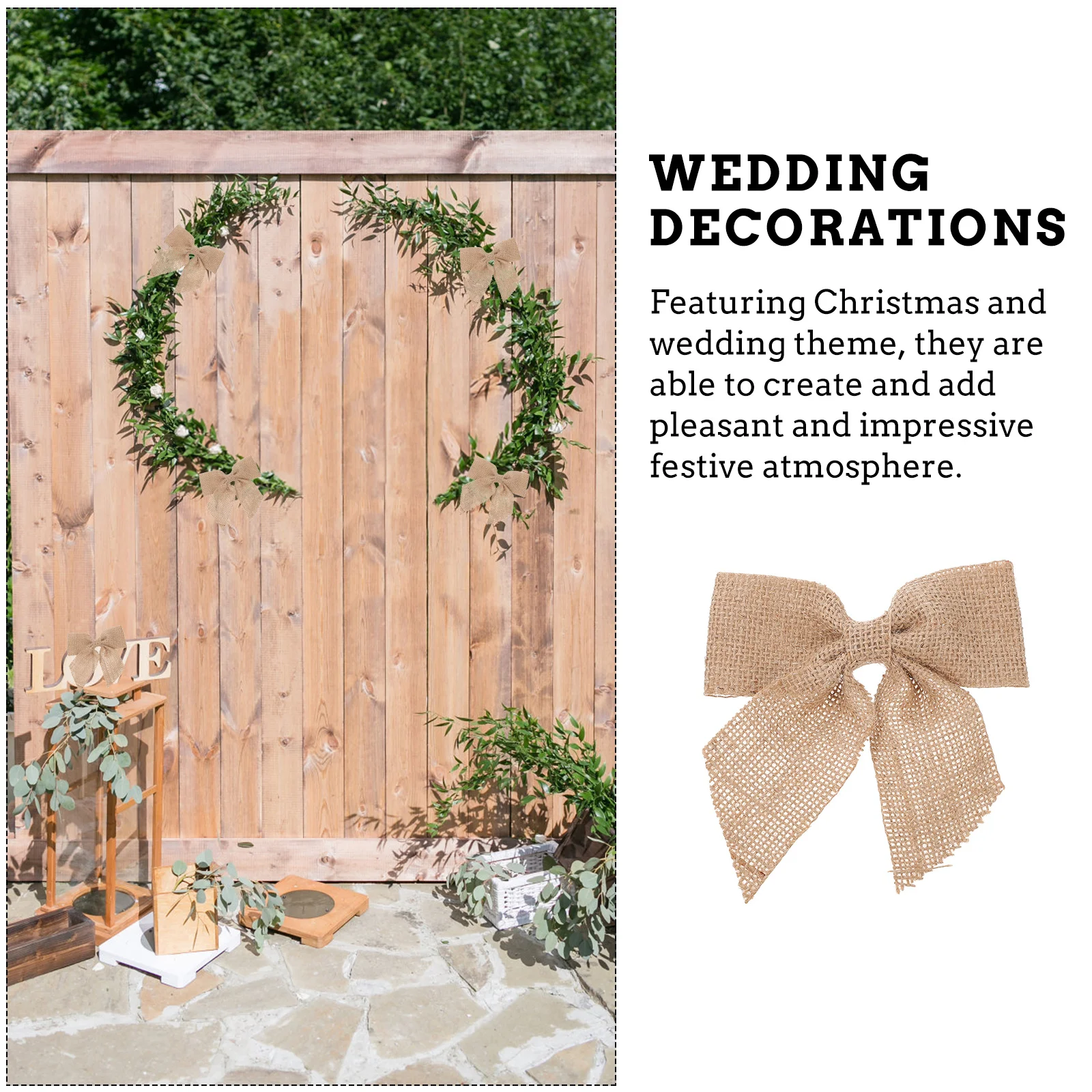 

5Pcs Christmas Bow Decorations Wedding Party Ornaments Handmade Jute Bow Crafts Reusable for Festive Decoration