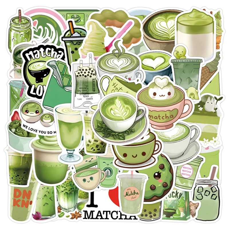

10/30/55PCS Kawaii Green Matcha PVC Sticker Aesthetic Decoration Scrapbooking Supplies DIY Children's Hand Accounting