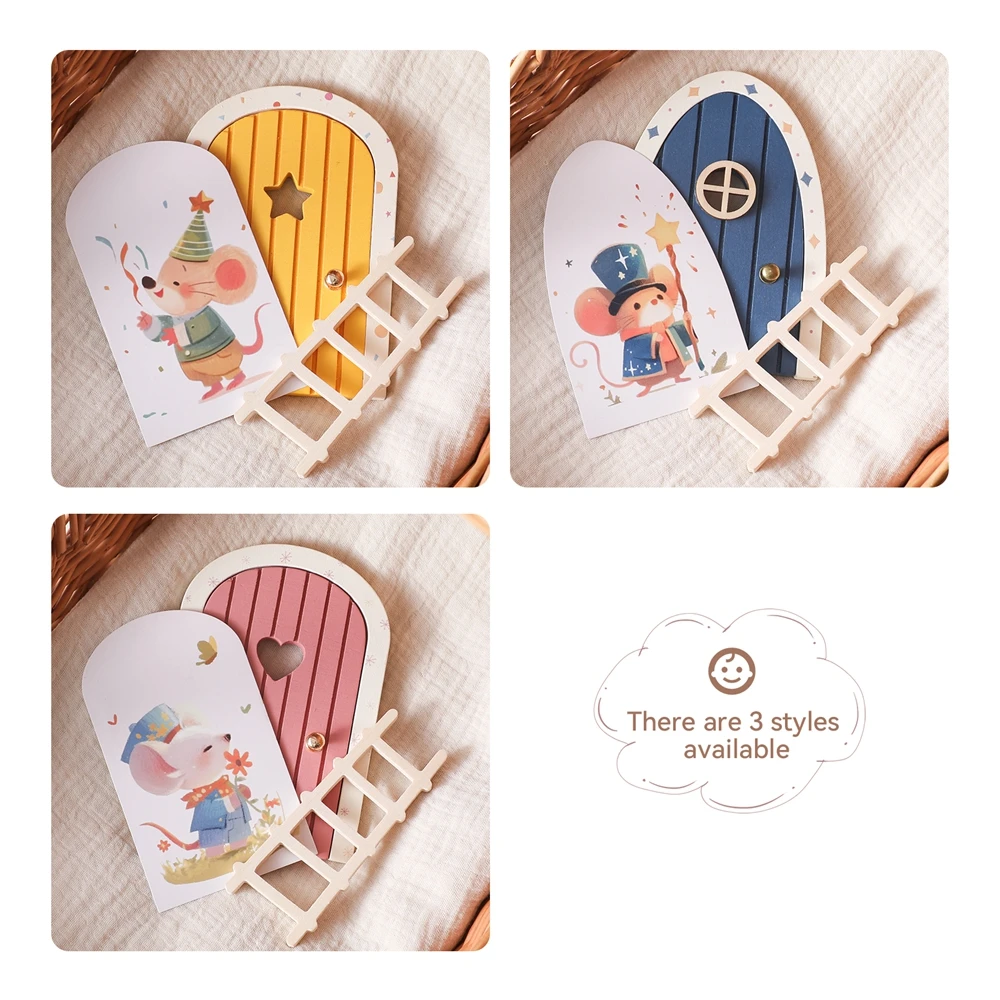 Cartoon Elf Door Room Decoration Dollhouse Mini Home Decorations Wood Fairy Elf Door Fairy-tale-styl Decoration Craft Ornaments