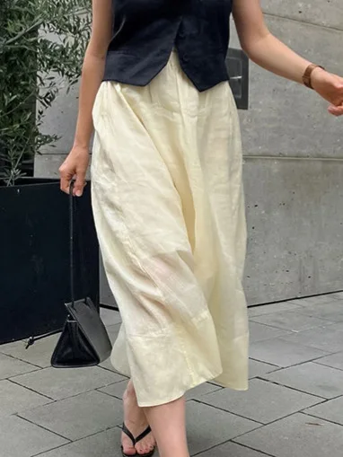 솔리드 심플 우아한 롱 스커트 여성 여름 탄성 허리 a 라인 Faldas Bottom 여성 streetwear 캐주얼 패션 맥시 스커트 New