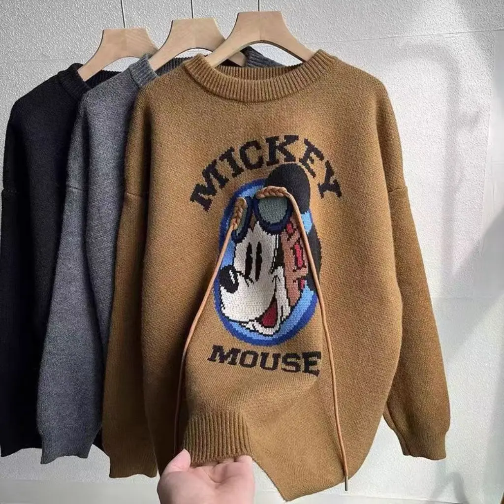 

Women's Japanese College Style Cartoon Crewneck Sweater Loose Lazy Gentle Soft Waxy Pullover Sweater for Autumn Winter