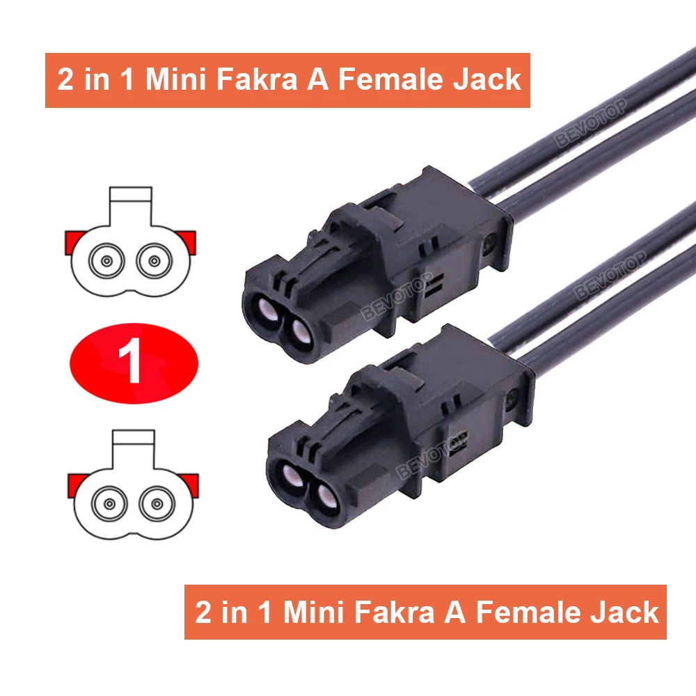 1PCS BEVOTOP RSBG Version 2 in 1 Dual Core Mini Fakra A Female to Z Male/Female Connector RG174 Cable Wire Harness