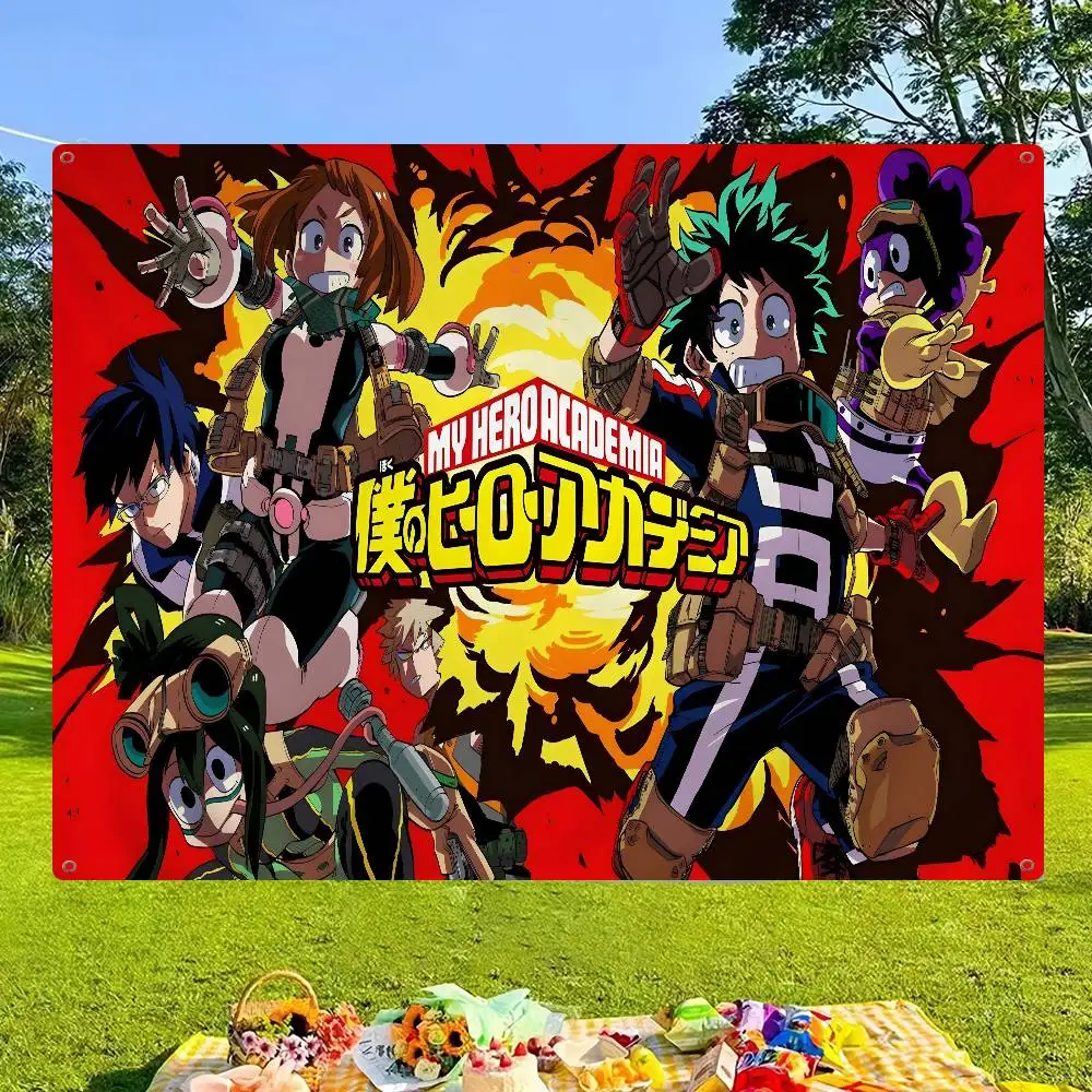 Anime M-My H-Hero A-Academia High End Quality Banner Printing Artistic Atmosphere Style Camping Flag