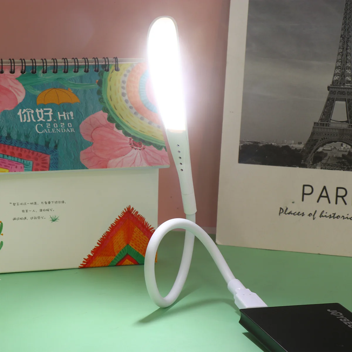 1 szt. Mała lampka nocna LED, przenośna mini lampka do czytania, ładowana przez USB, elastyczny kabel, sterowanie dotykowe, lampka do notebooka, biura, nauki