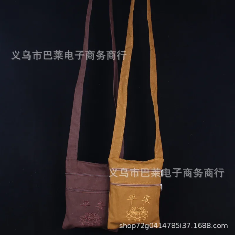 Canvas Lay Buddhist Crossbody Bag Zen Mobile Phone Pouch Wholesale