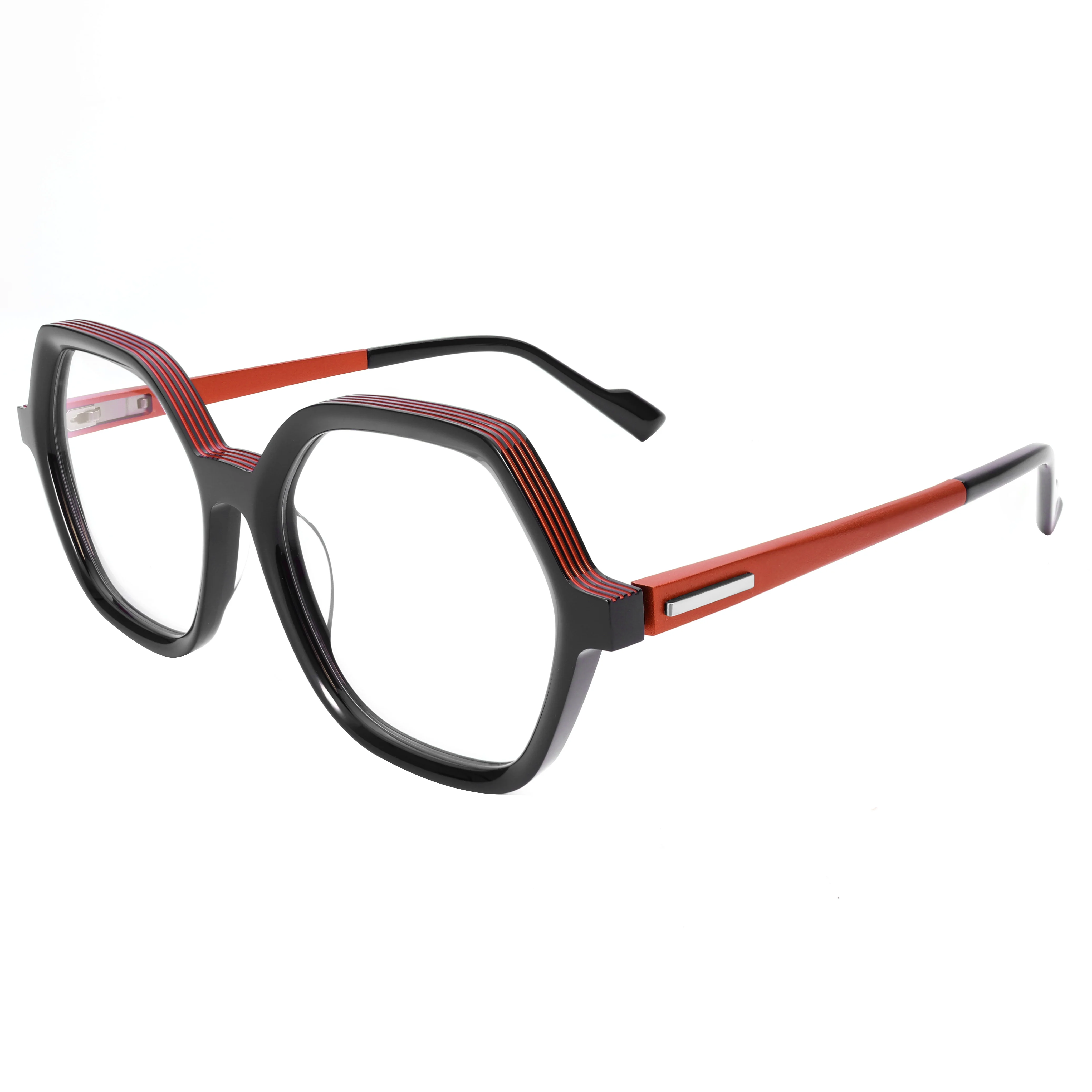 VZONE Designer Inspired Glasses Frame Color Block Geometric Shape Acetate Material Metal Accents for Men Women Fashion