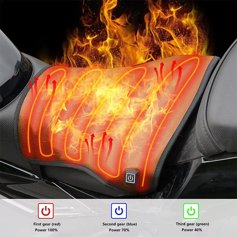 Motorcycle Seat Heating Pad 3-speed Heating Pad Anti-skid Motorcycle Seat Heating Plate Winter Heater