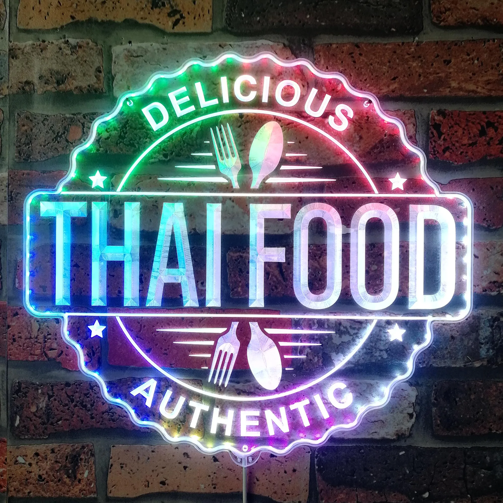 Thai Food Cafe Restaurant Open RGB Dynamic Glam LED Sign st06-fnd-i0277
