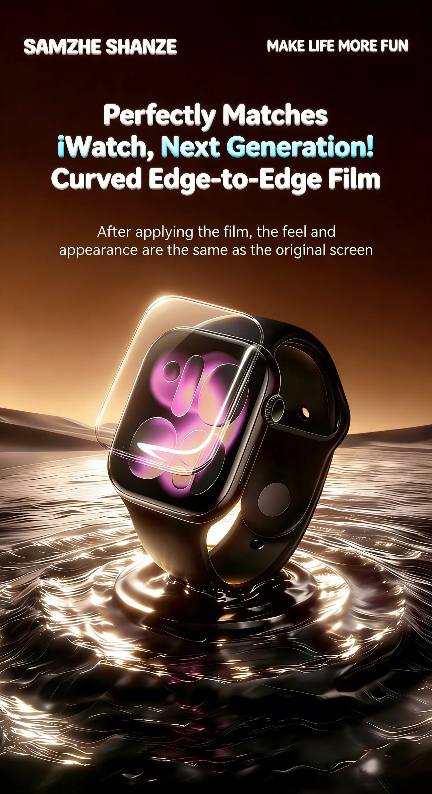 SAMZHE Displayschutzfolie für Apple Watch Serie 11/10/9/8/7/6 SE/SE2/SE3 40–46 mm, vollständig abdeckender Schutz, weichere Schutzfolie – Detail 3