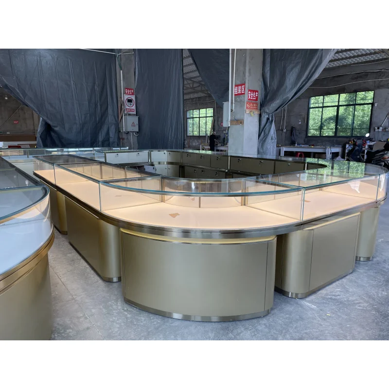 custom.Factory Jewelry Shop Interior Design Store Display Shelf Vitrine Glass Showcase Sale