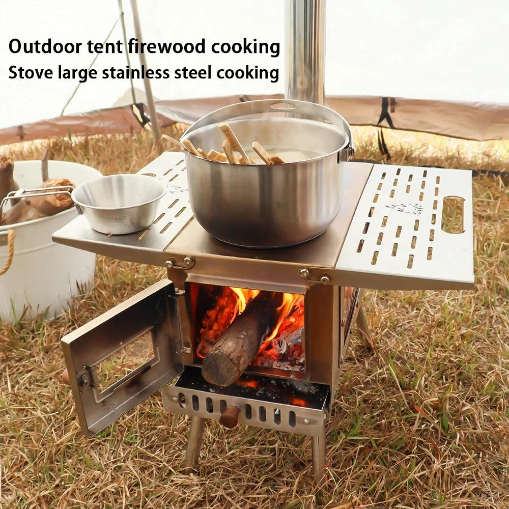 Portable Tent Stove, Camping Folding Viewing Fireplace Outdoor tent firewood cooking ， Outdoor Warming Fire Stove