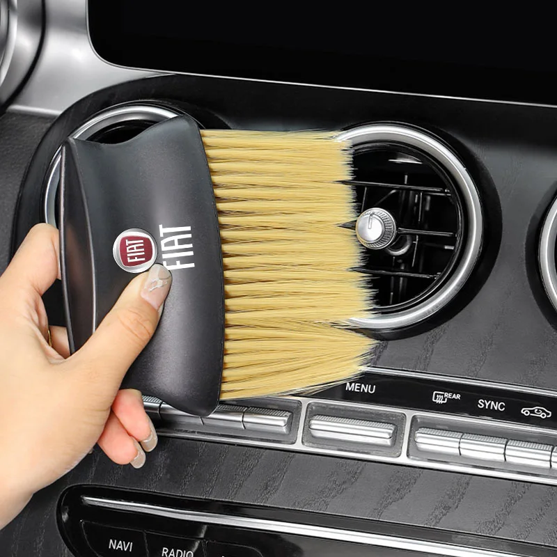 Car Cleaning Soft Brush Interior Air Outlet Seat Gap Clean Keyring For FIAT Abarth 600 Panda Pulse Tipo Mobi Strada 500 Topolino