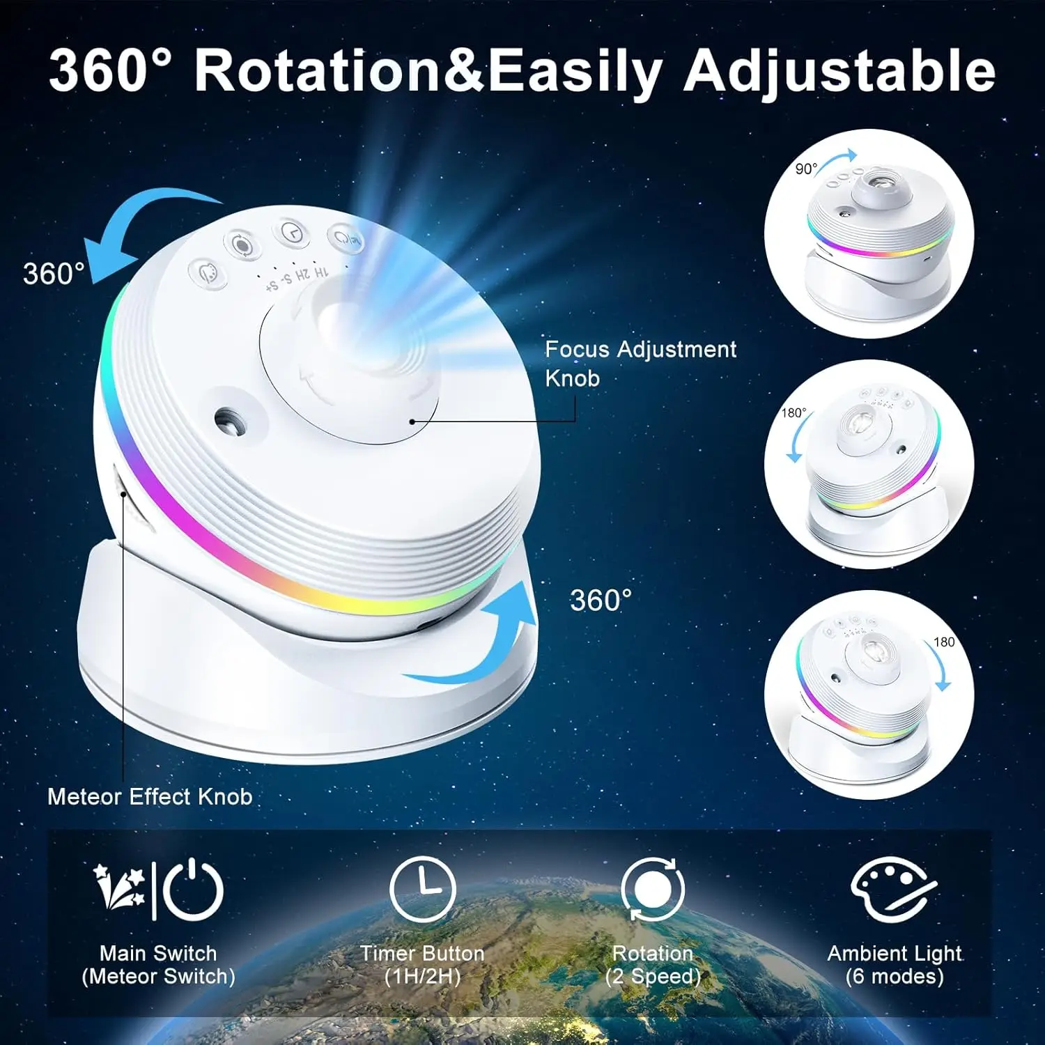 LED Night Light Galaxy Star Projector 4K HD 13 IN 1 Planetarium Projector 360° Rotation For Bedroom Decor Children Gift