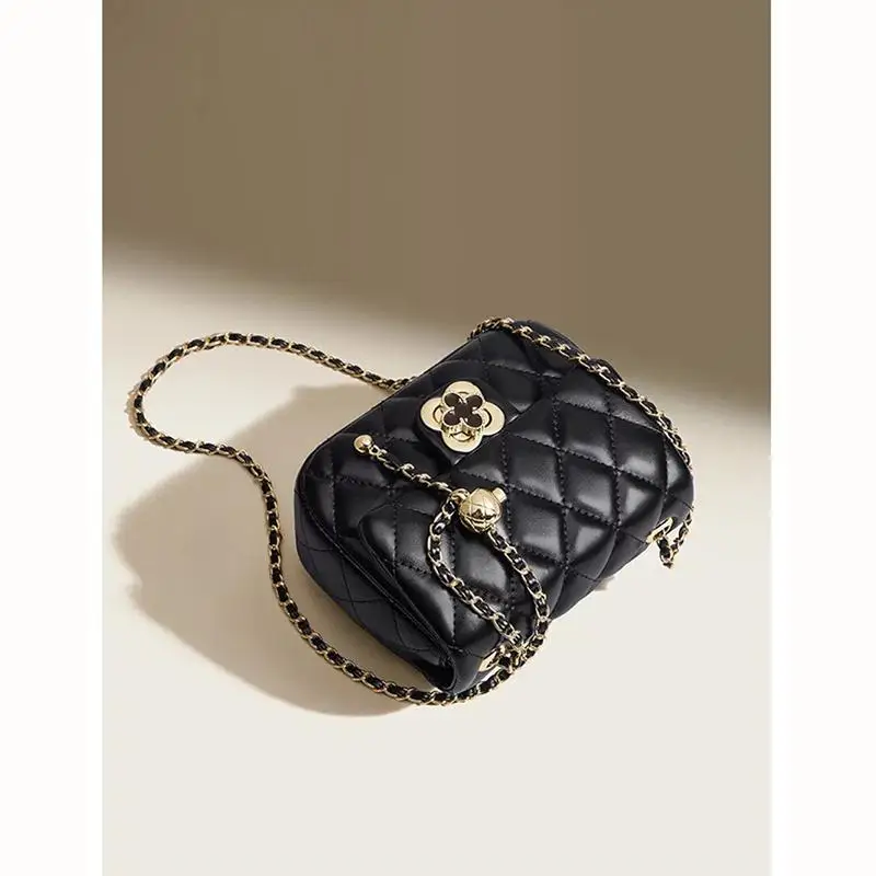 

Брендовая женская сумка на одно плечо ZAR, новинка 2025, трендовая четырехлевая клеверная золотая шариковая маленькая Fraance Sle с ромбовидной цепочкой через плечо...