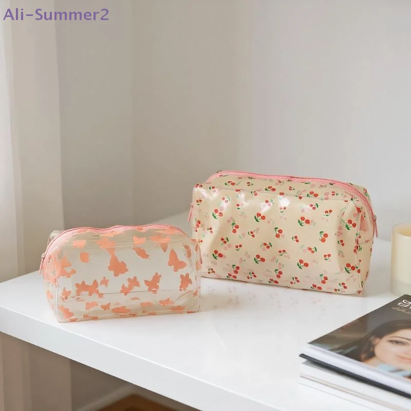 1pc Creative Design Transparent Makeup Case For Women Sweet Bag Organizer Cute Large Capacity Cosmetic Bag Portable Lipstick Bag
