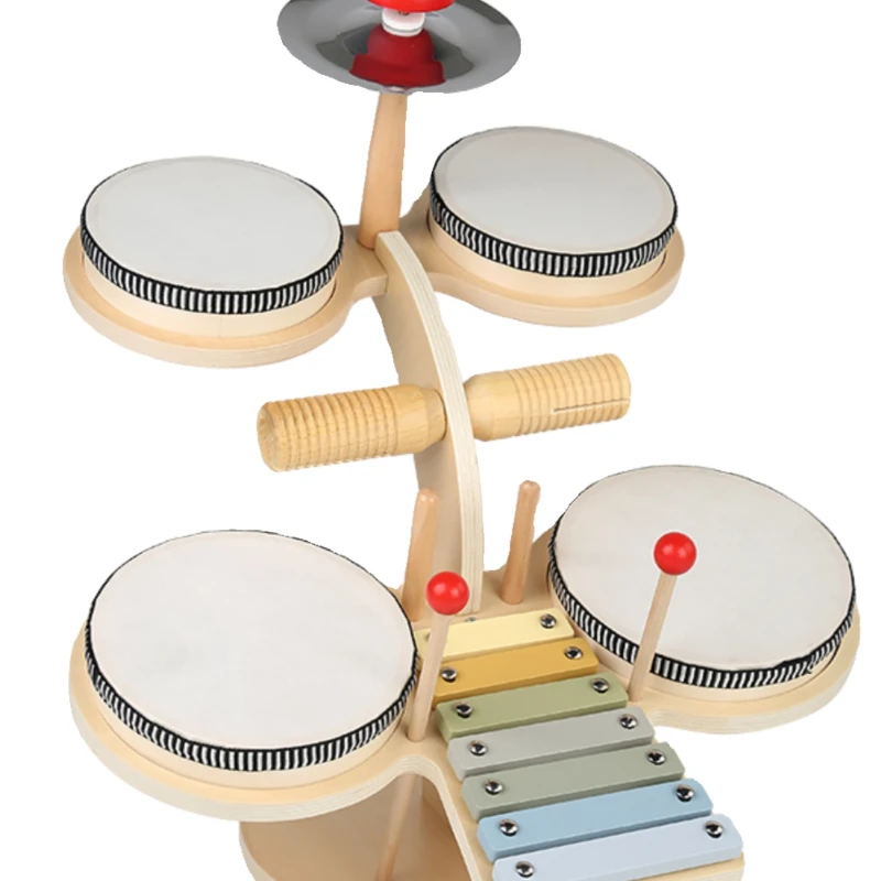 

multifunctional wooden drum stand, kitten music platform, children's music enlightenment early education puzzle toy