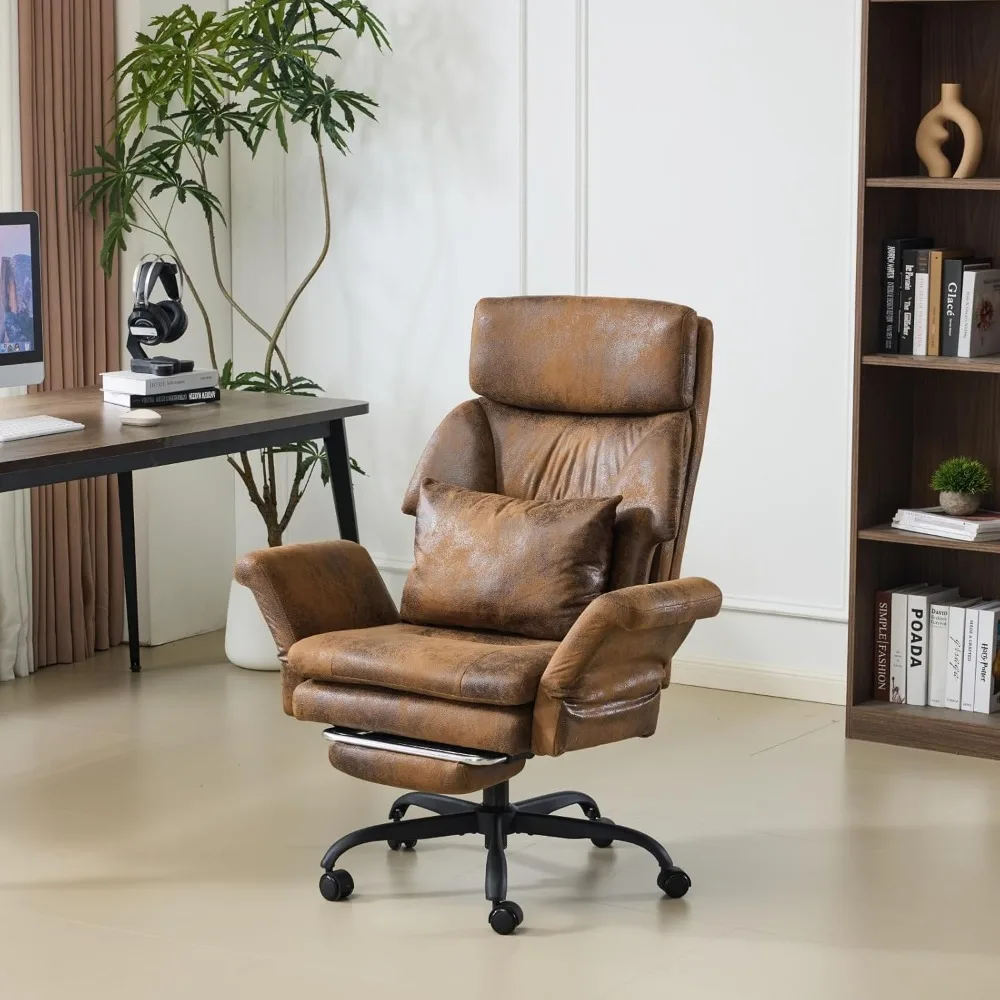 

100-130 ° Высокое офисное кресло с откидной спинкой, подставкой для ног и регулируемыми подлокотниками, эргономичное кресло с колесиками и подголовником,