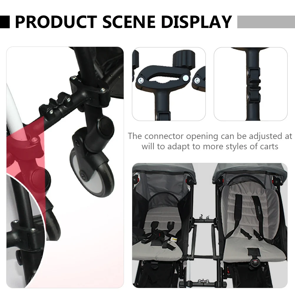 1 set connettore per passeggino connettore per passeggino doppio regolabile durevole ferro plastica accessori per passeggiate all'aperto