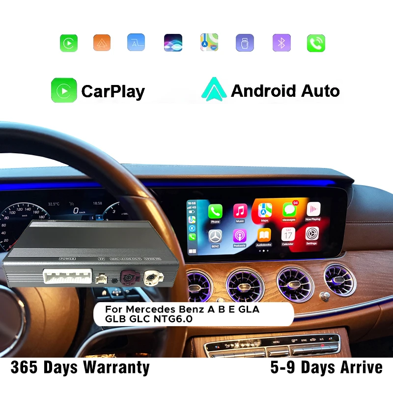 

Wireless CarPlay for Mercedes Benz A B E GLA GLB GLC Class NTG6 After 2019 Support touch Android Auto Navigation Mirror Link