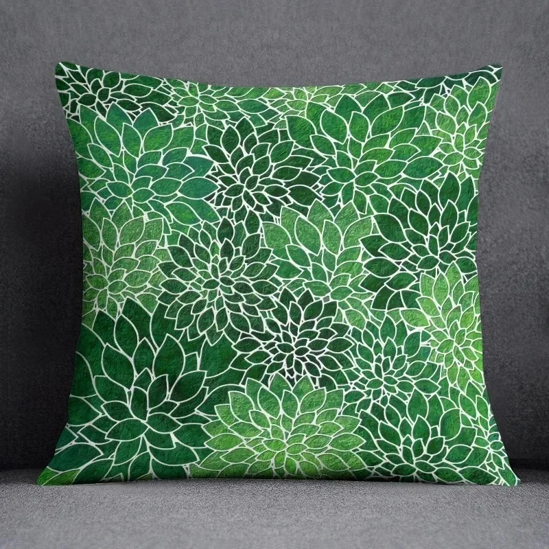 Green Leaf Pattern Decorative Pillowcase Cushion Pillowcase Bedding Decoration