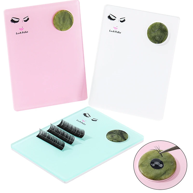 Acrylic Jade Stone Grafted Eyelash Board Eyelash Extension Plate Tray Glue Pallet Board Stand Pad Lashes Makeup Tools