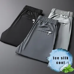 Pantalones de chándal de secado rápido para hombre, Pantalones rectos y holgados, informales, finos, de seda de hielo, para exteriores, Verano