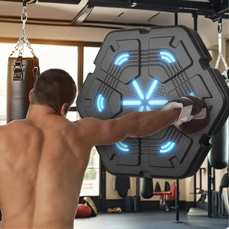 

Custom Logo upgraded sound effects Home Fitness Music Boxing Target Lighted Smart Music Boxing Machine Wall with gloves