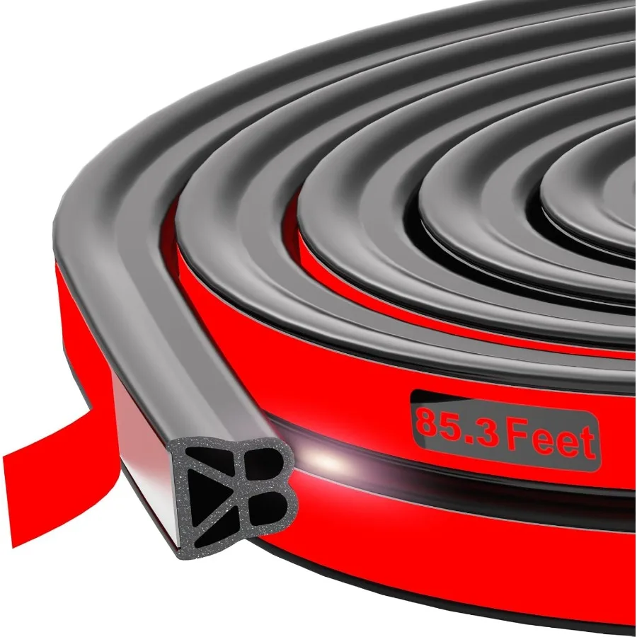 

Car Door Seal Strip Pyramid Structure 85.3ft Rubber Automotive Weatherstrip with Self Adhesive for Easy Installation Universal